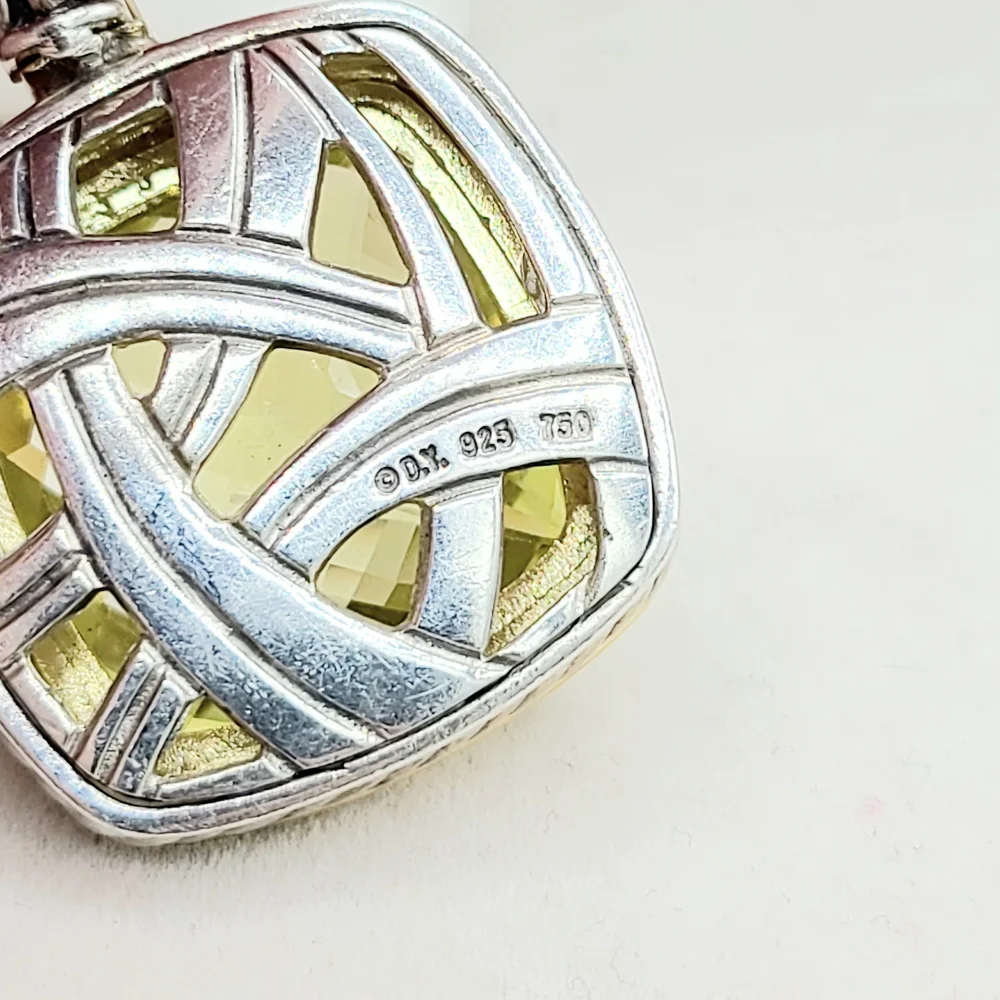 David Yurman Albion 20mm Lemon Citrine Pendant Enhancer With 18k Gold - Picture 4 of 7